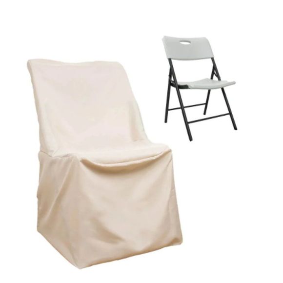 Beige Lifetime Polyester Reusable Folding and Durable 500 Chair Cover - Main Image